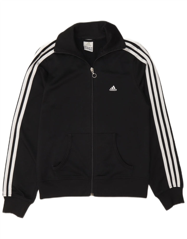 Adidas Womens Tracksuit Top Jacket UK 10 Small Black Polyester