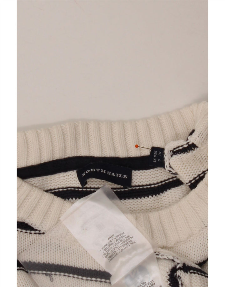 NORTH SAILS Womens Crew Neck Jumper Sweater UK 14 Medium White Striped