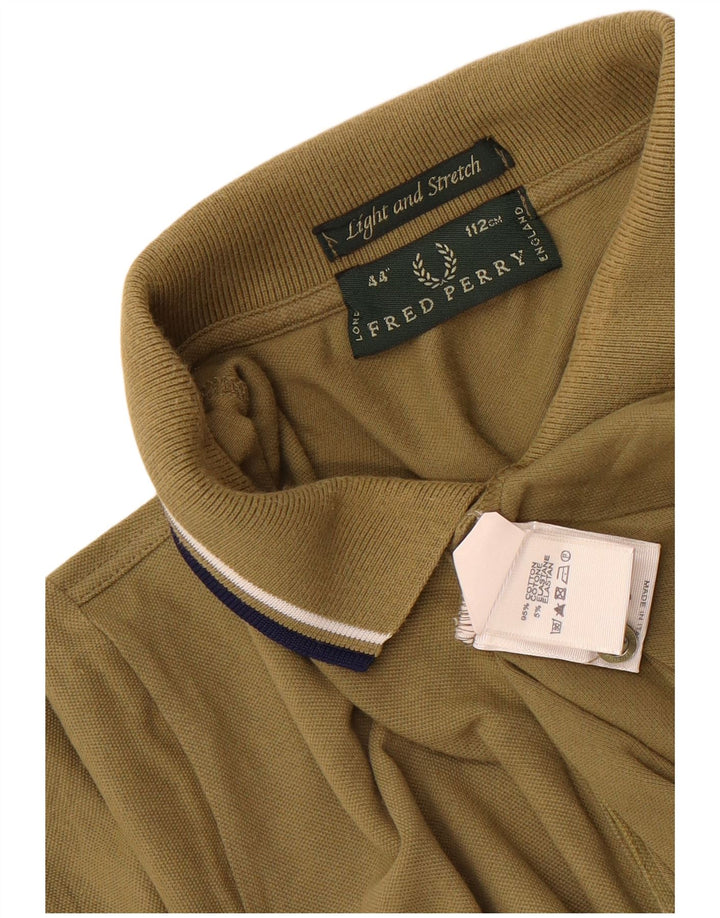 Fred Perry Mens Light and Stretch Polo Shirt Medium Khaki Cotton