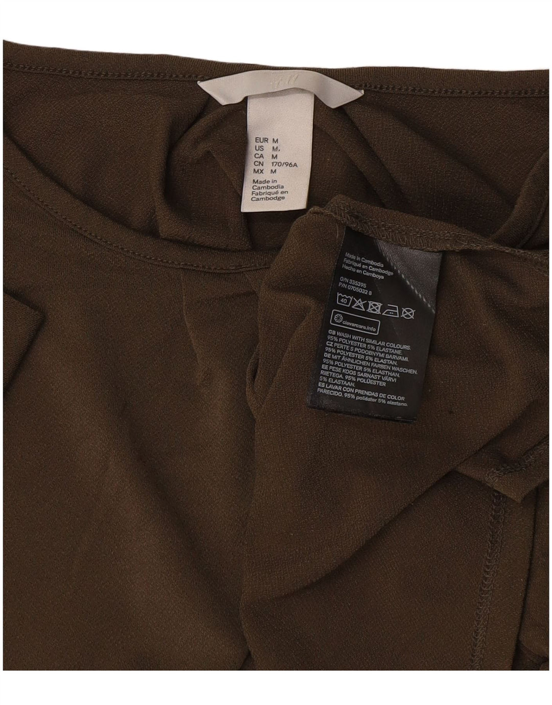 H&M Womens Blouse Top UK 14 Medium Khaki Polyester
