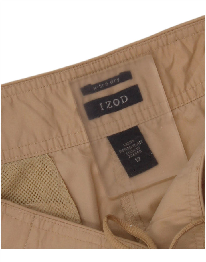 Izod Womens Capri Cargo Trousers US 12 Large W34 L21 Beige Polyester