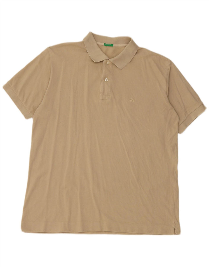 Benetton Mens Polo Shirt Large Khaki Cotton