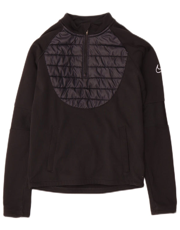 Nike Boys Therma-Fit Zip Neck Pullover Tracksuit Top 8-9 Years small Black