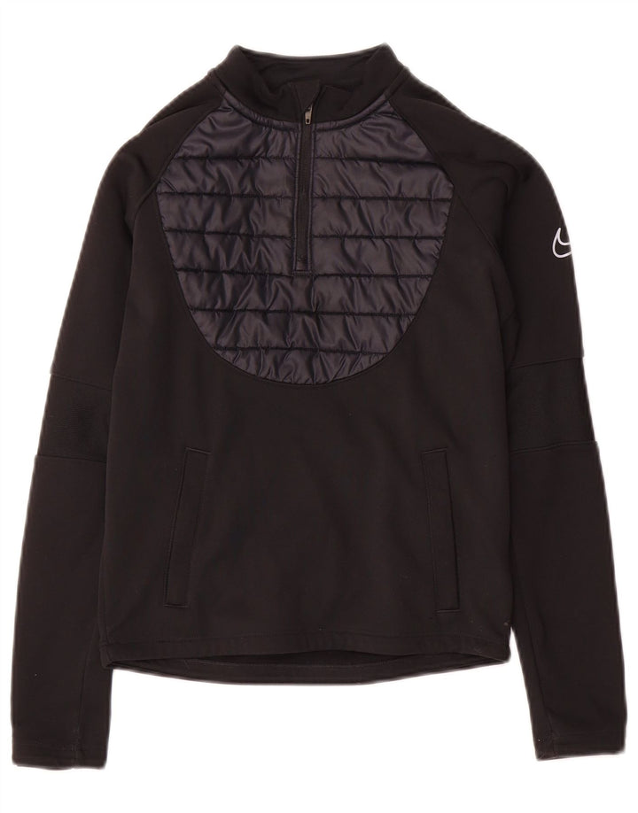 Nike Boys Therma-Fit Zip Neck Pullover Tracksuit Top 8-9 Years small Black