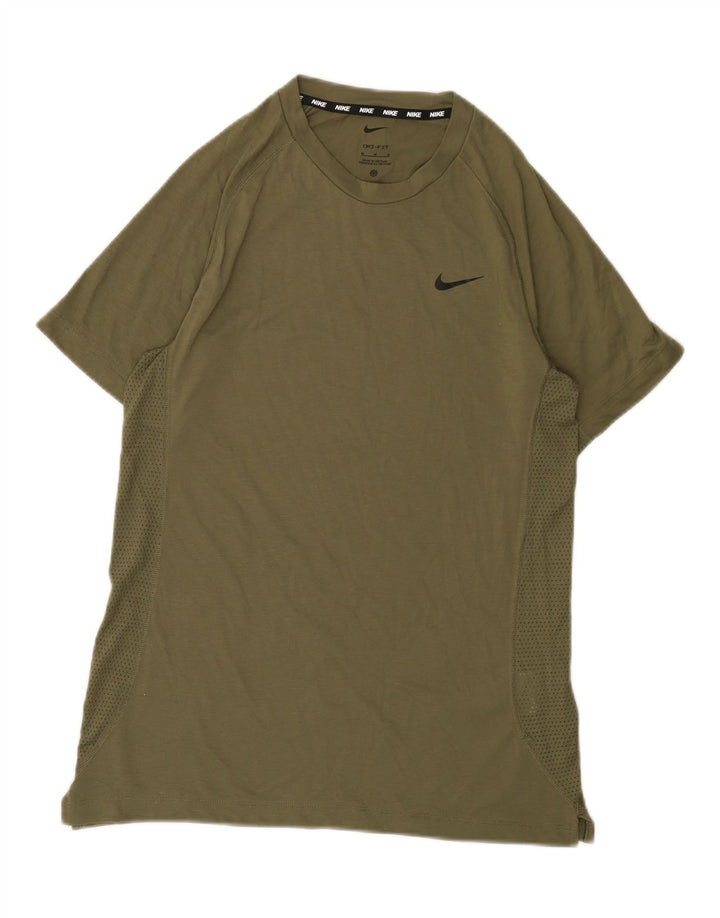 Nike Mens Dri Fit T-Shirt Top Medium Khaki Polyester
