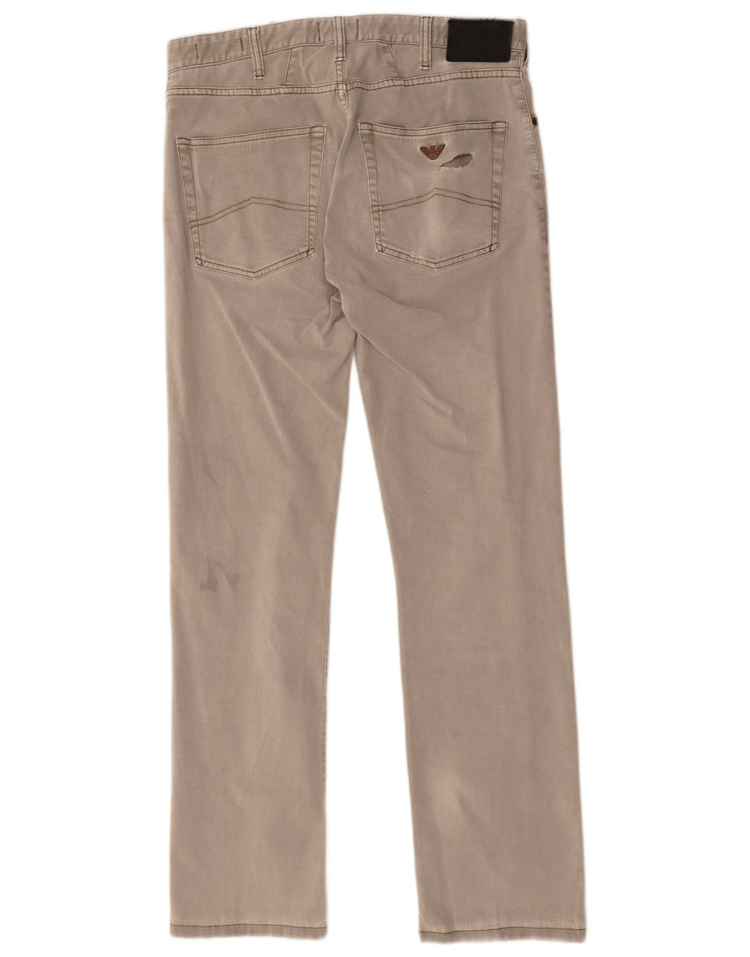 ARMANI Mens Straight Casual Trousers W32 L30 Grey Cotton