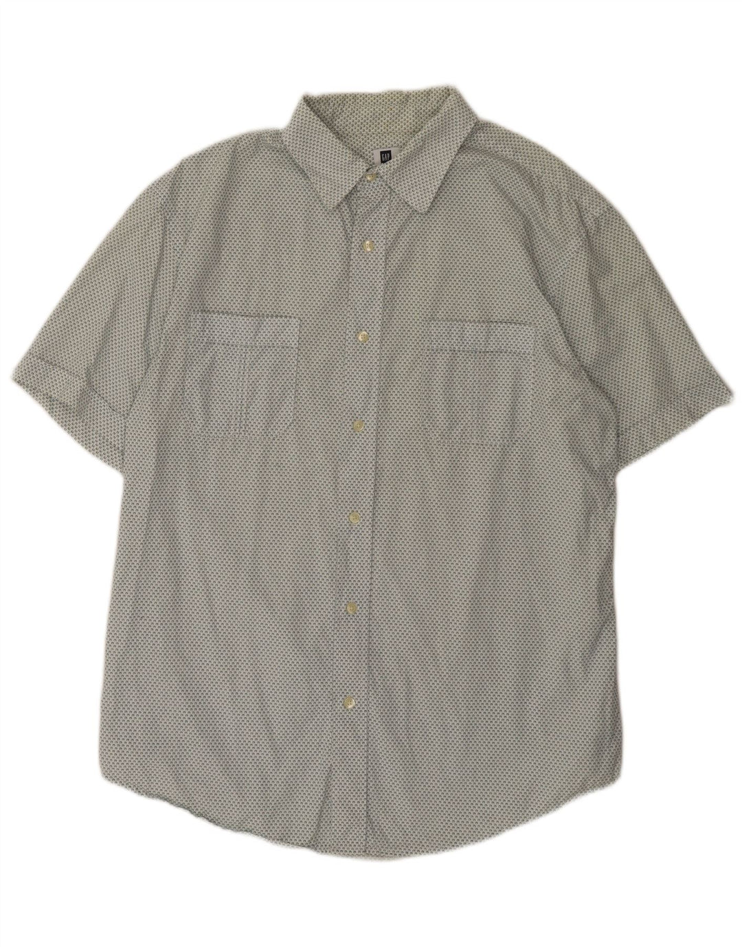 Gap Mens Short Sleeve Shirt Large White Spotted Cotton