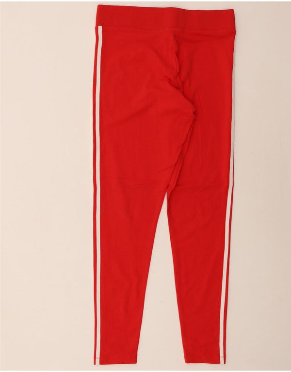 ADIDAS Womens Leggings UK 16 Large  Red Cotton