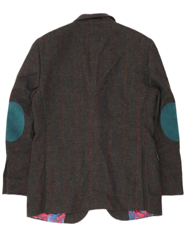 W.BILL Mens 2 Button Blazer Jacket IT 52 XL Grey Check Wool