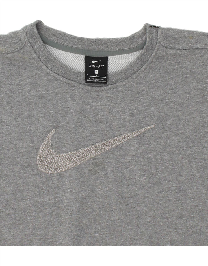 NIKE Womens Oversized Graphic Crop Sweatshirt Jumper UK 14 Medium Grey Vintage Nike and Second-Hand Nike from Messina Hembry 