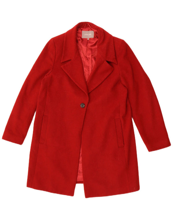 Jaeger Womens Overcoat UK 12 Medium Red Wool