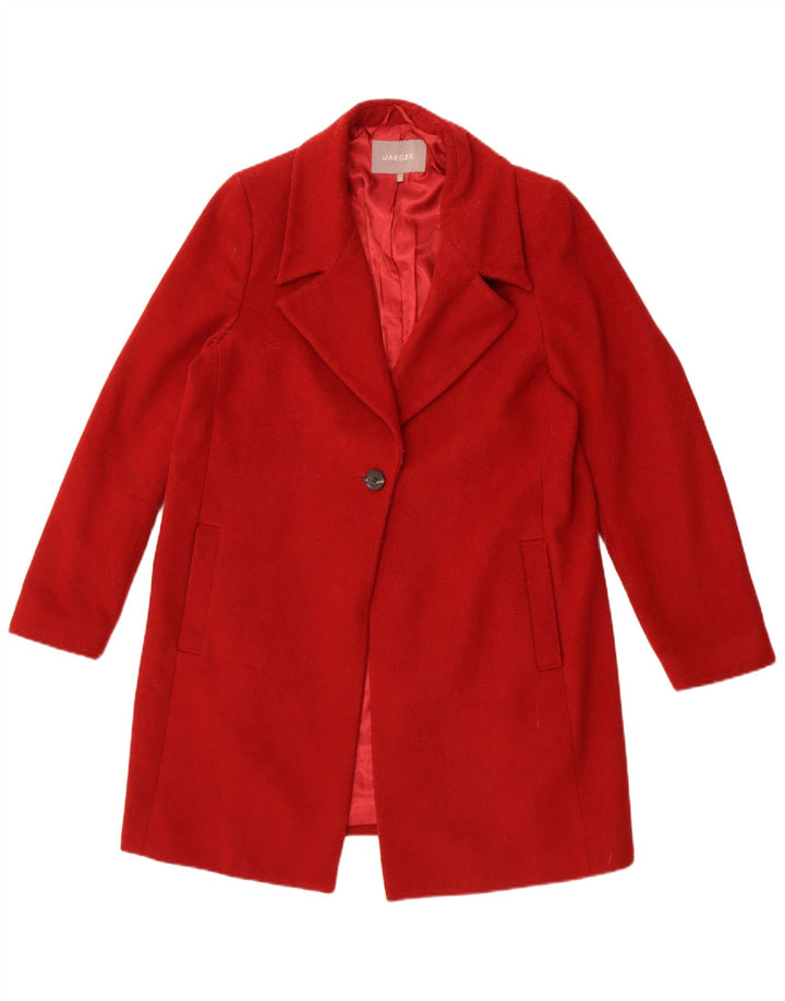 Jaeger Womens Overcoat UK 12 Medium Red Wool