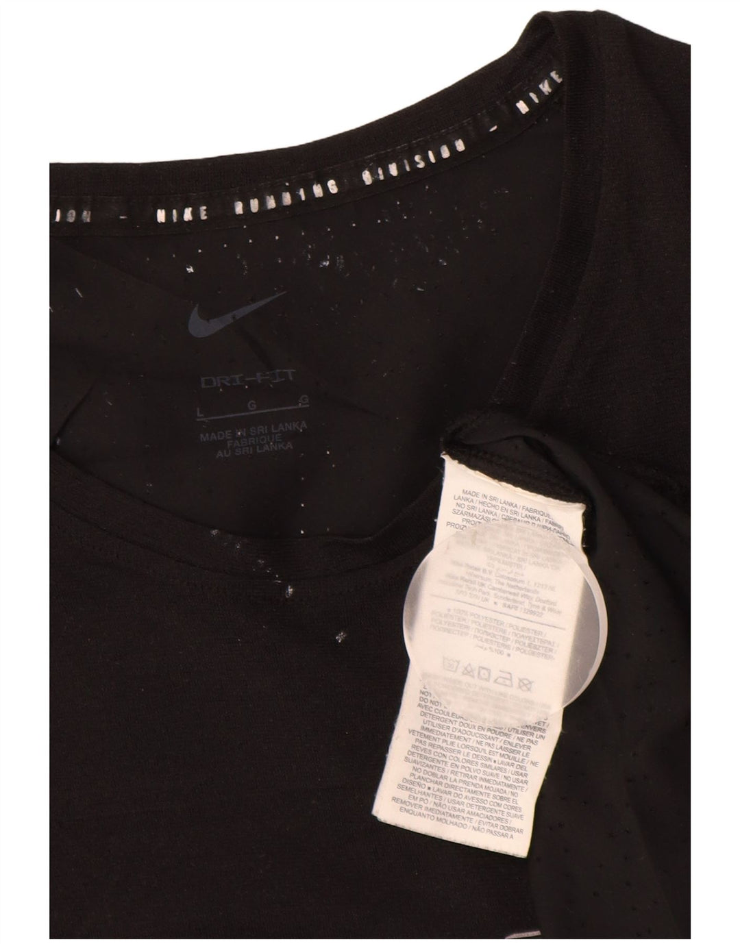 NIKE Mens Dri Fit Graphic T-Shirt Top Large Black Polyester