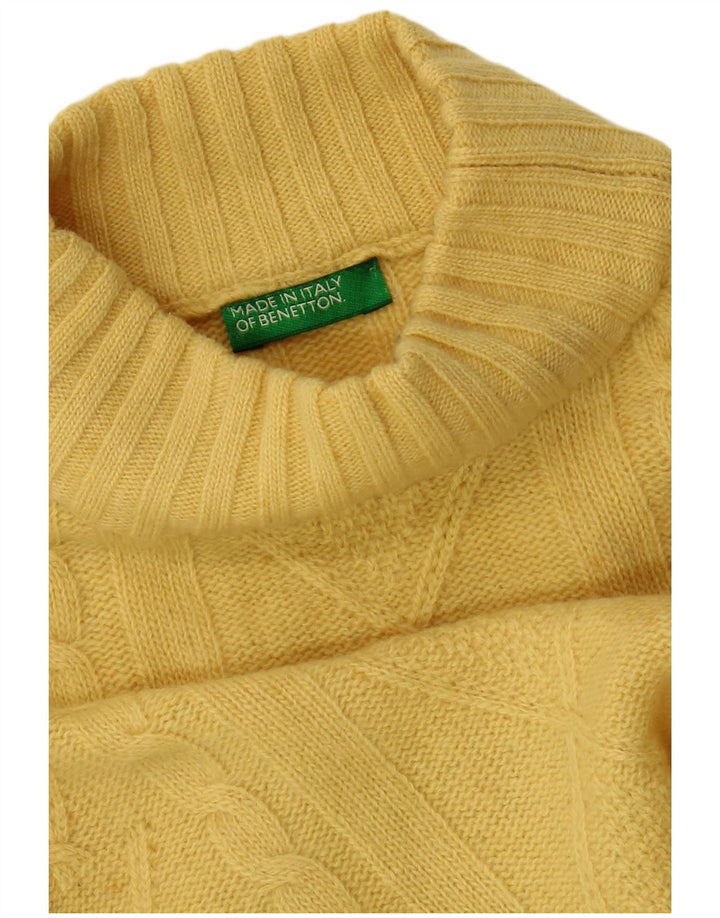 BENETTON Womens Turtle Neck Jumper Sweater UK 10 Small Yellow