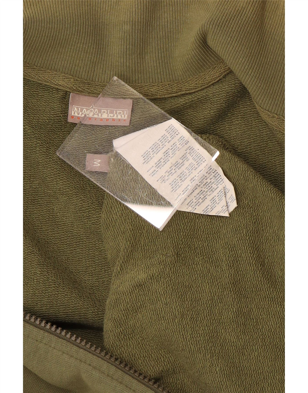 NAPAPIJRI Mens Graphic Tracksuit Top Jacket Medium Khaki Cotton