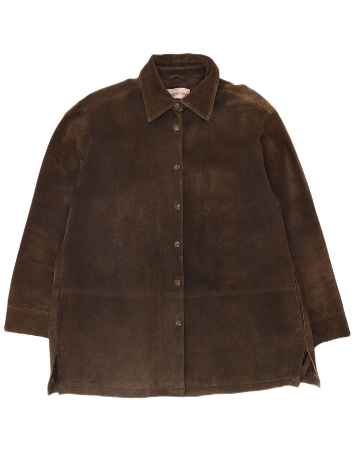 ELENA MIRO Womens Oversized Suede Jacket UK 14 Large Brown Leather