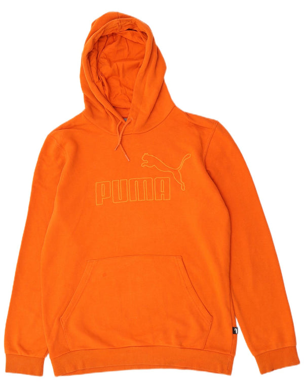 Puma Mens Graphic Hoodie Jumper Small Orange Cotton