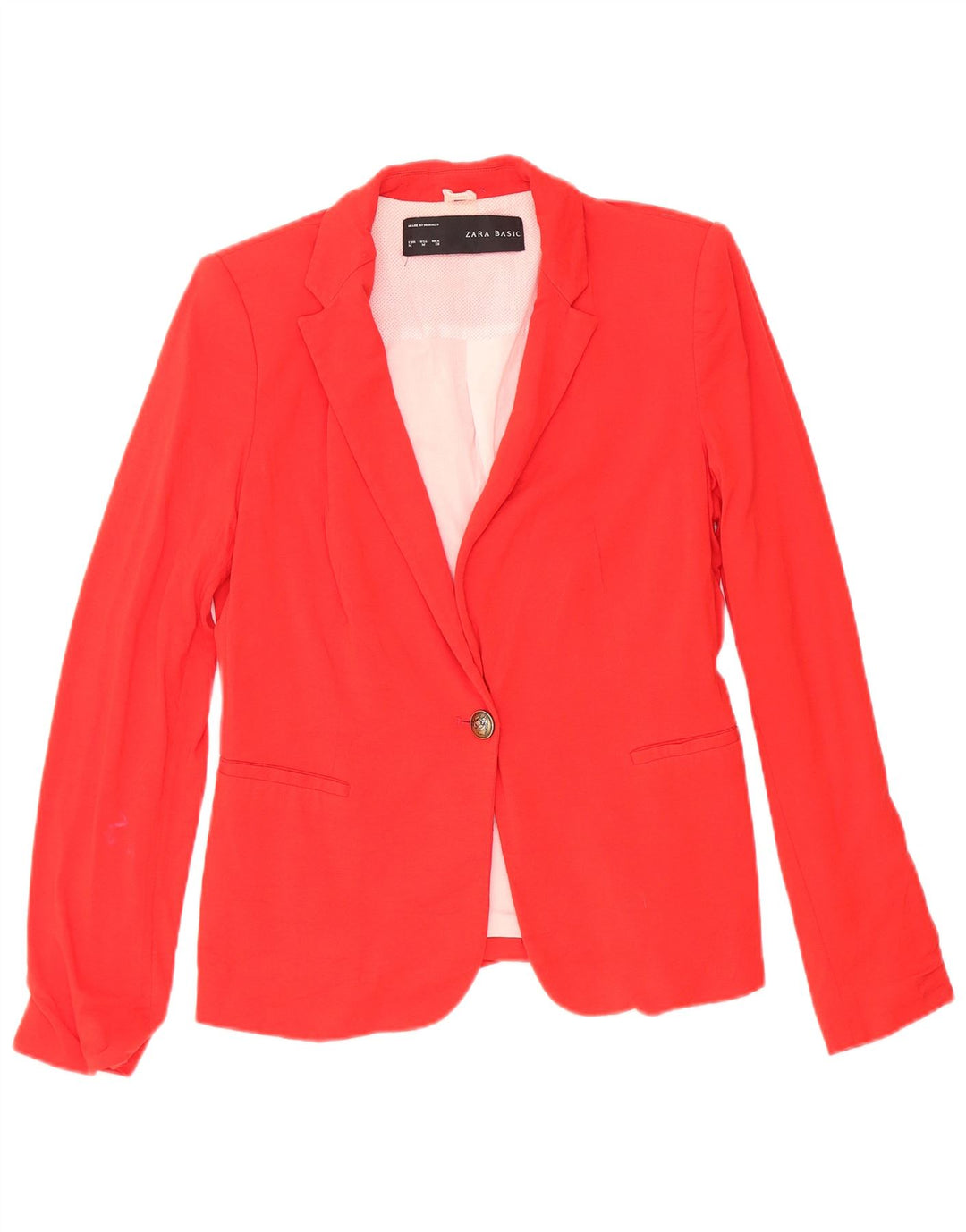 Zara Womens 1 Button Blazer Jacket UK 12 Medium Red Acetate