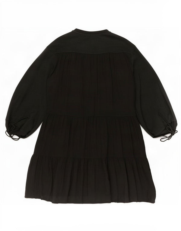 Zara Womens Long Sleeve Oversized Tiered Dress UK 10 Small Green Viscose