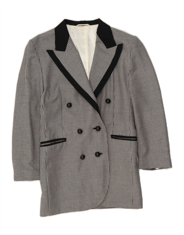 BETTY BARCLAY Womens Double Breasted Coat UK 14 Medium Black Houndstooth Vintage Betty Barclay and Second-Hand Betty Barclay from Messina Hembry 