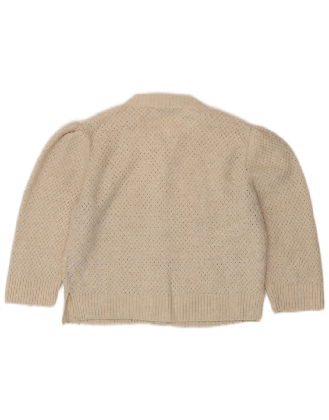 Zara Womens Crop Cardigan Sweater UK 10 Small Beige Polyester