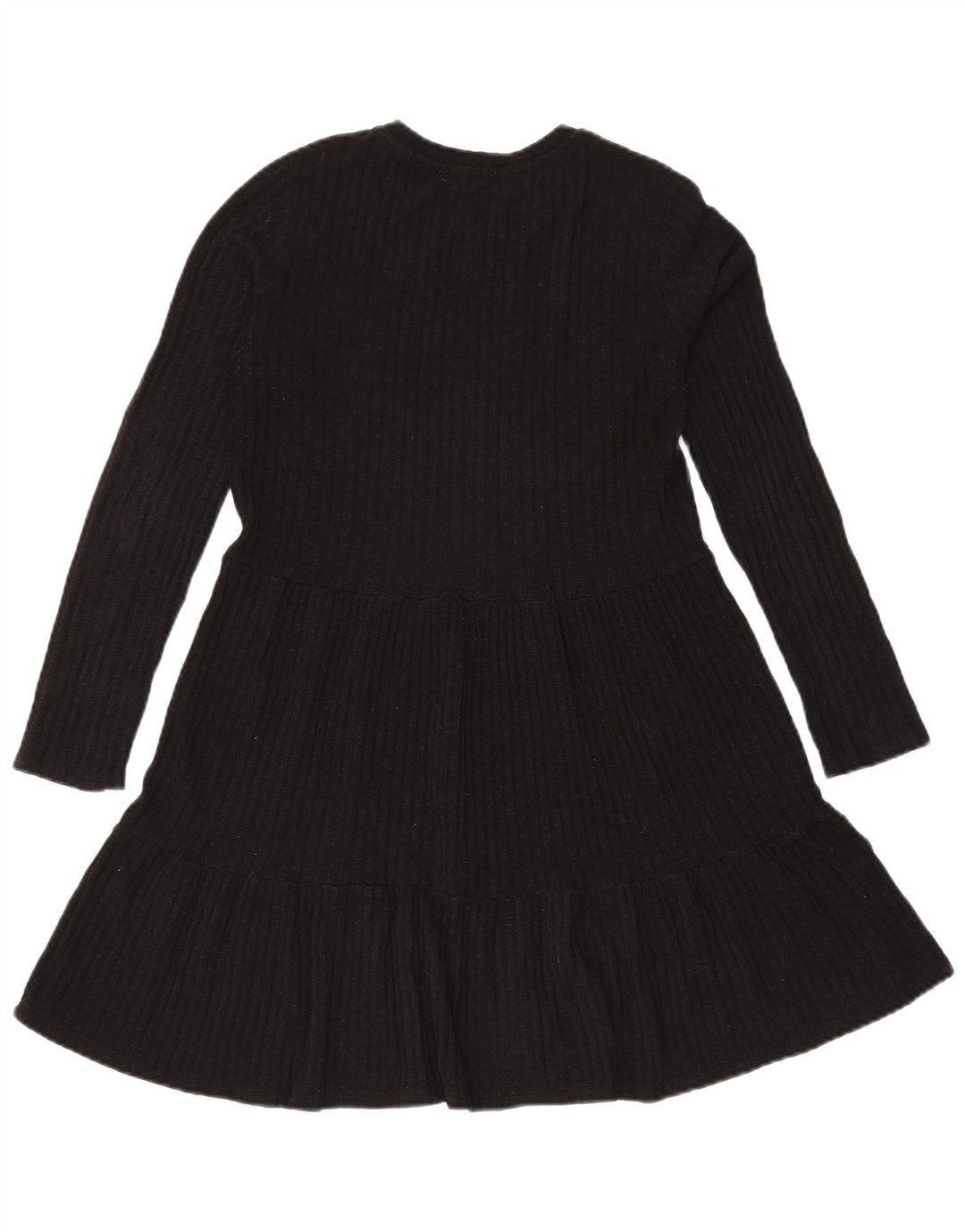 Zara Womens Knit Tiered Dress UK 12 Medium Black