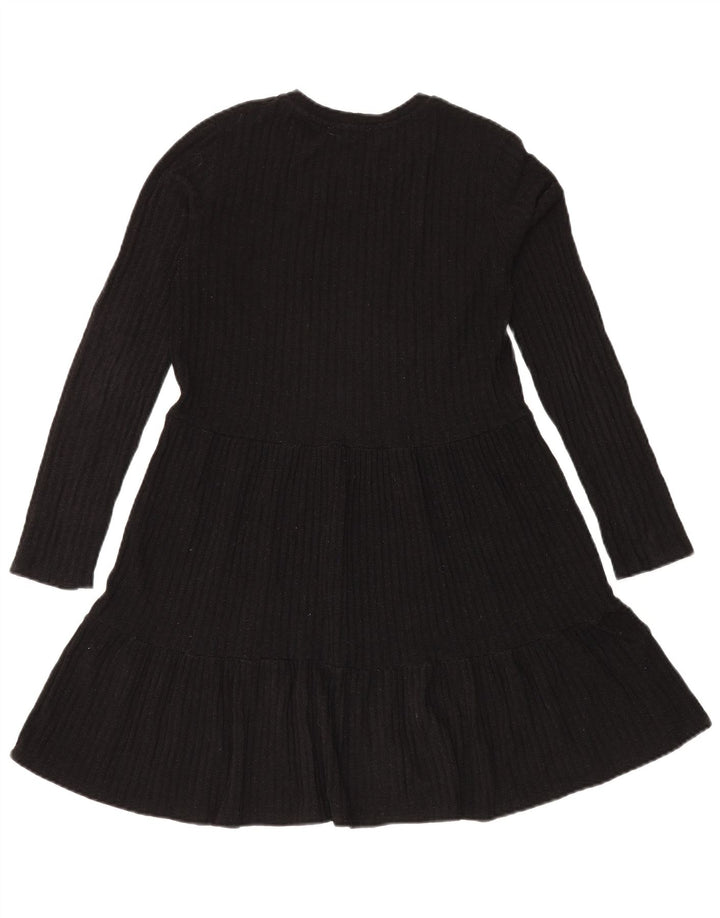Zara Womens Knit Tiered Dress UK 12 Medium Black