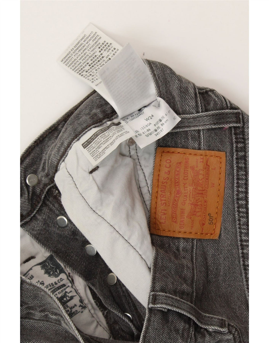 LEVI'S Womens 501 Denim Shorts W24 XS Grey Cotton