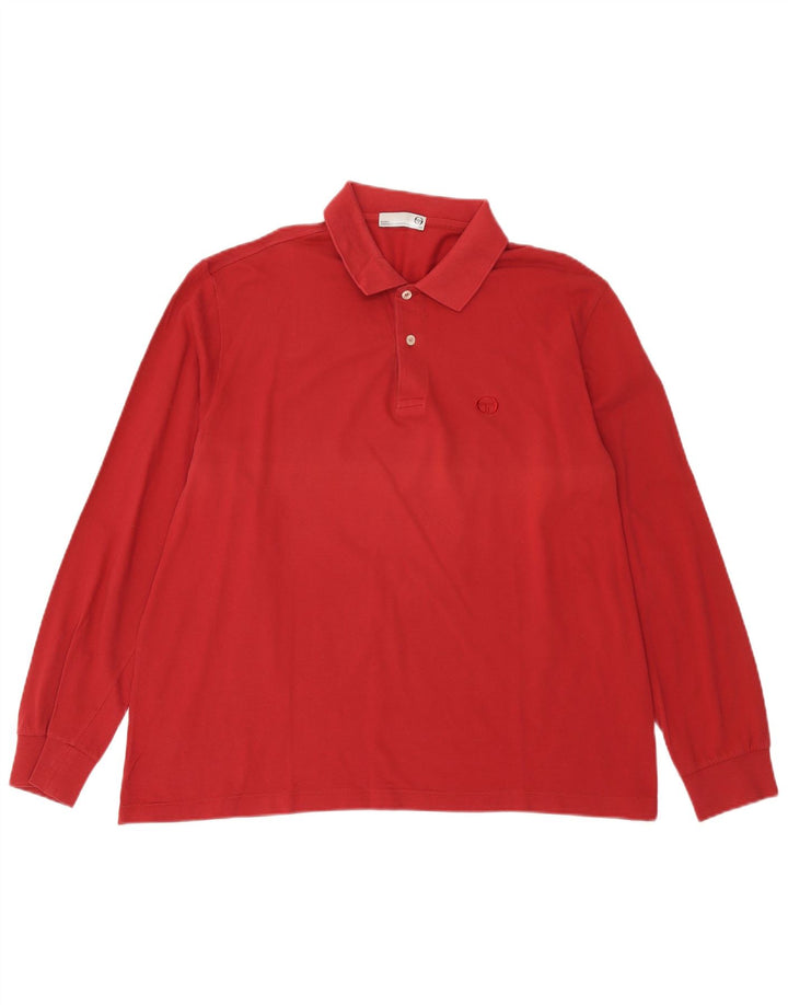 milano Mens Long Sleeve Polo Shirt Large Red