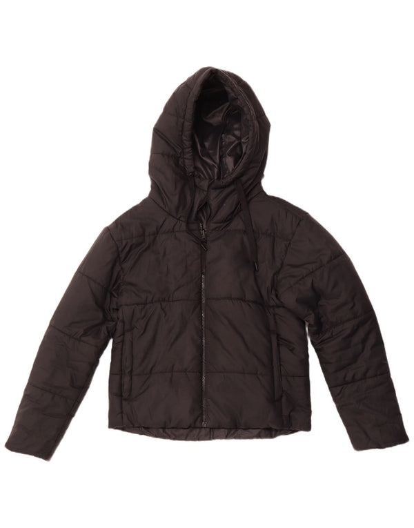 NIKE Womens Hooded Reversible Padded Jacket UK 10 Small Black Polyester