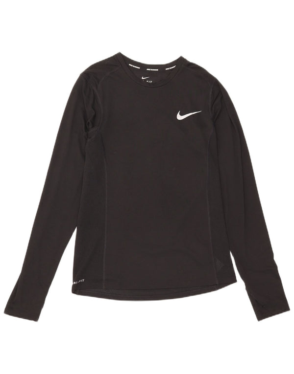 Nike Mens Dri Fit Top Long Sleeve Small Black Polyester