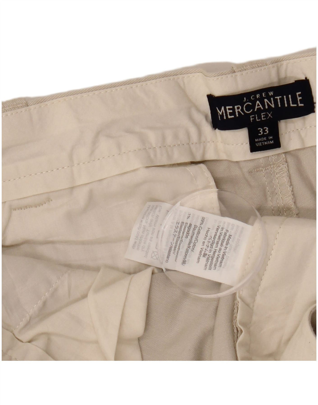 J. CREW Mens Mercantile Chino Shorts W33 Medium  Beige Cotton