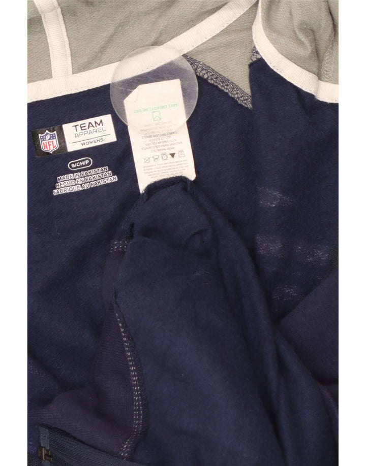 NFL Womens Patriots Zip Hoodie Sweater UK 10 Small Navy Blue Colourblock