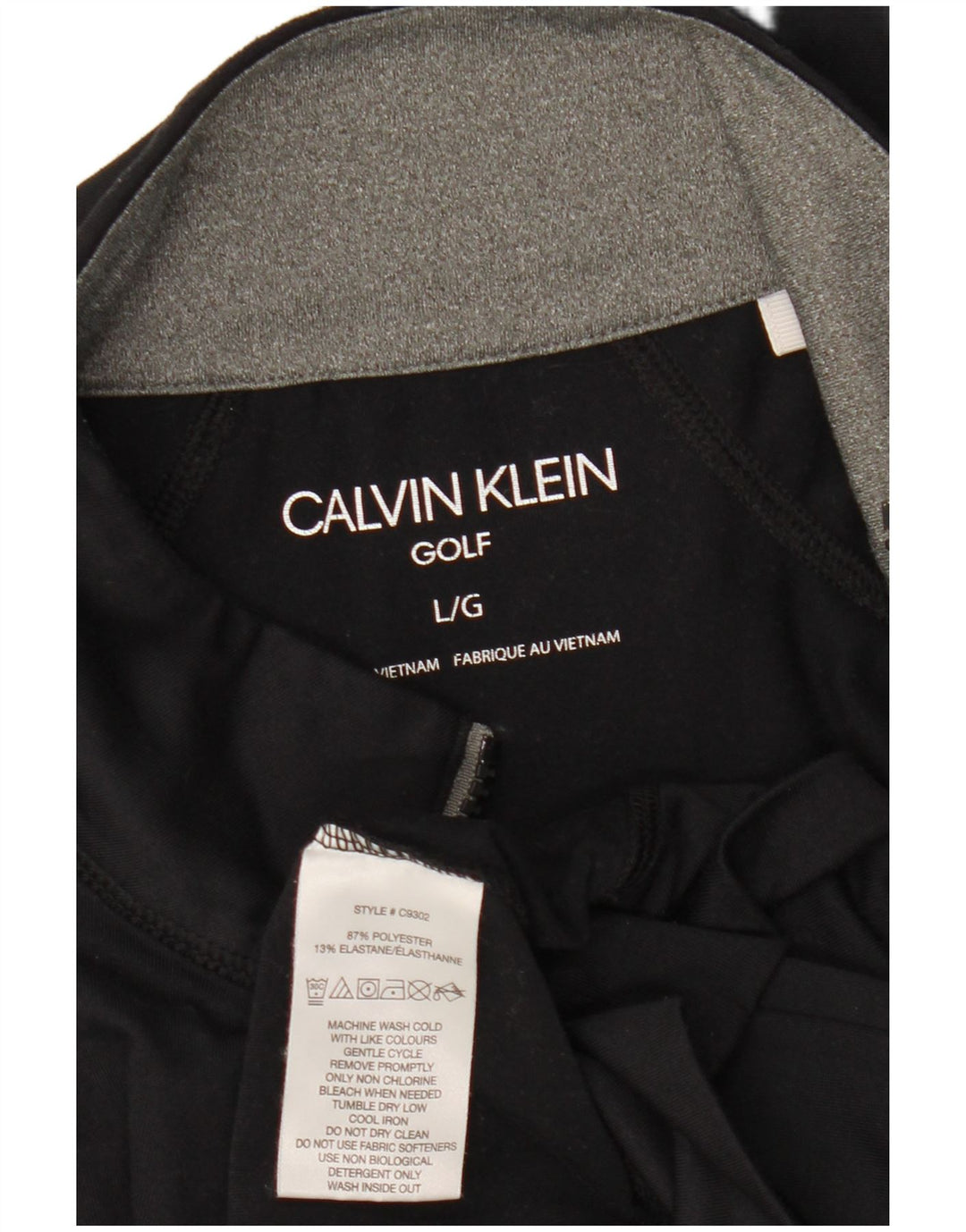 CALVIN KLEIN Mens Golf Graphic Zip Neck Pullover Tracksuit Top Large Black