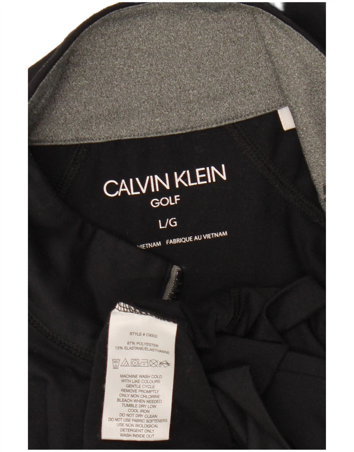 CALVIN KLEIN Mens Golf Graphic Zip Neck Pullover Tracksuit Top Large Black