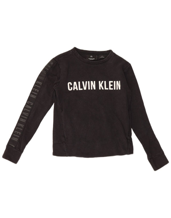 Calvin Klein Womens Graphic Oversized Sweatshirt Jumper UK 6 XS Black