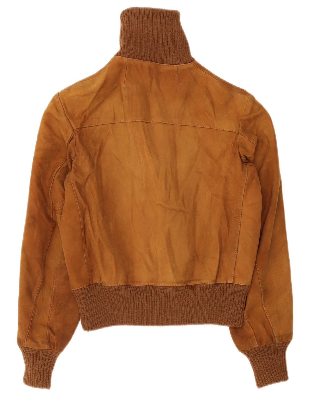 Vintage Womens Suede Bomber Jacket UK 10 Small Brown