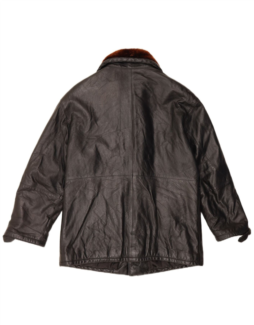 Vintage Mens Leather Jacket UK 36 Small Black Colourblock