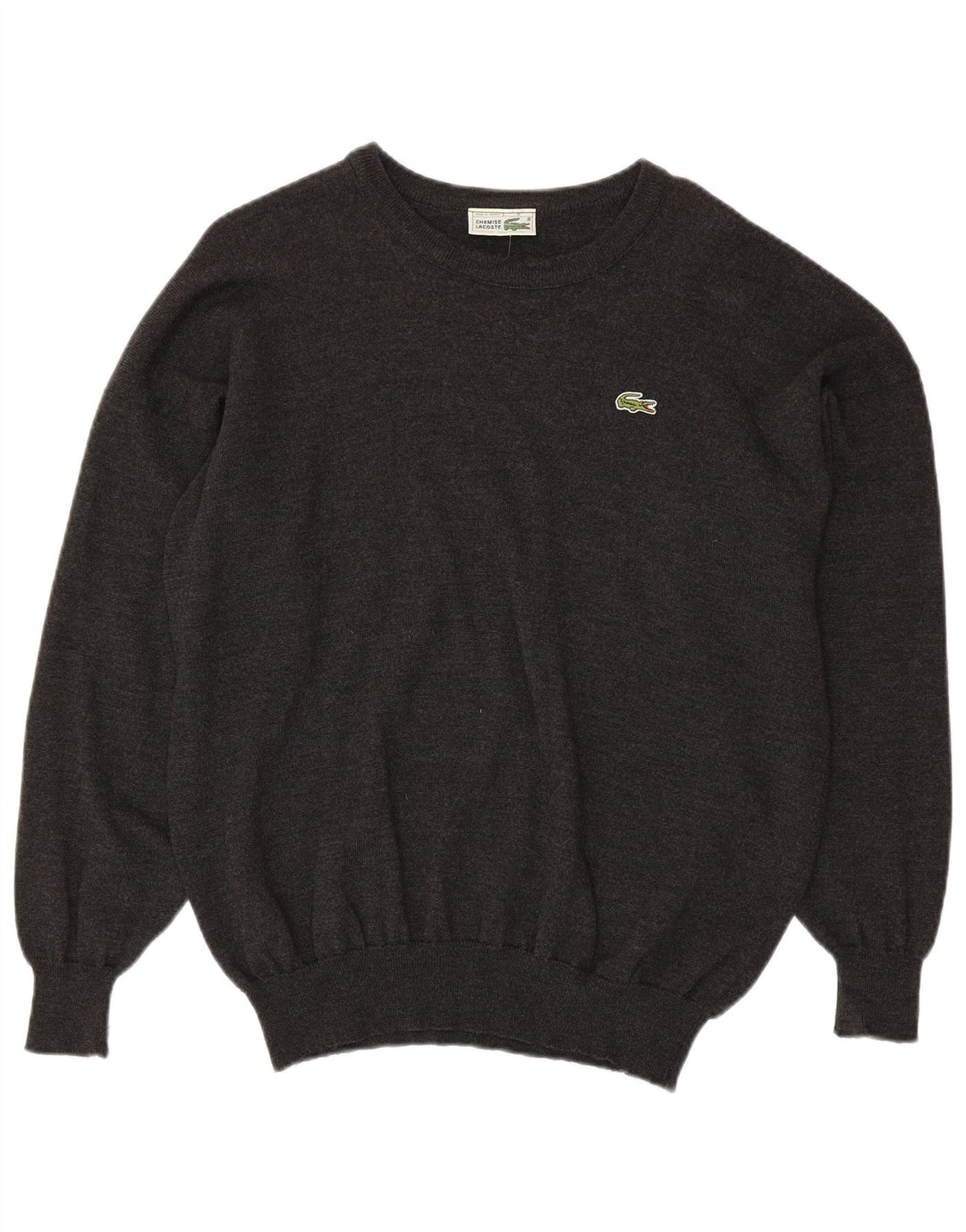 LACOSTE Mens Boat Neck Jumper Sweater Size 8 3XL Grey Wool