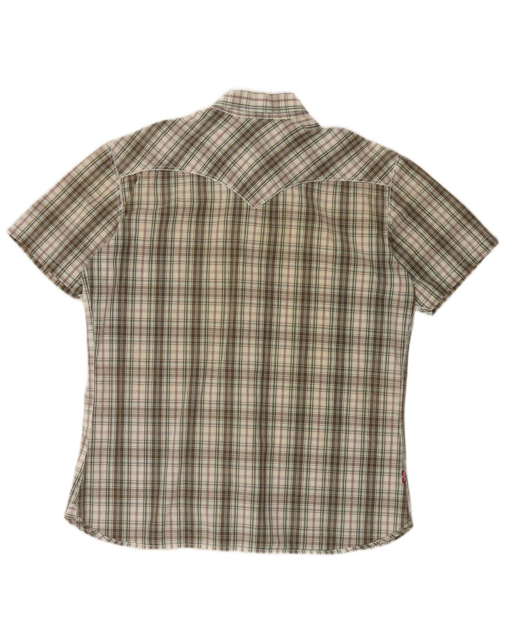 LEVI'S Mens Short Sleeve Shirt Large Khaki Check Cotton