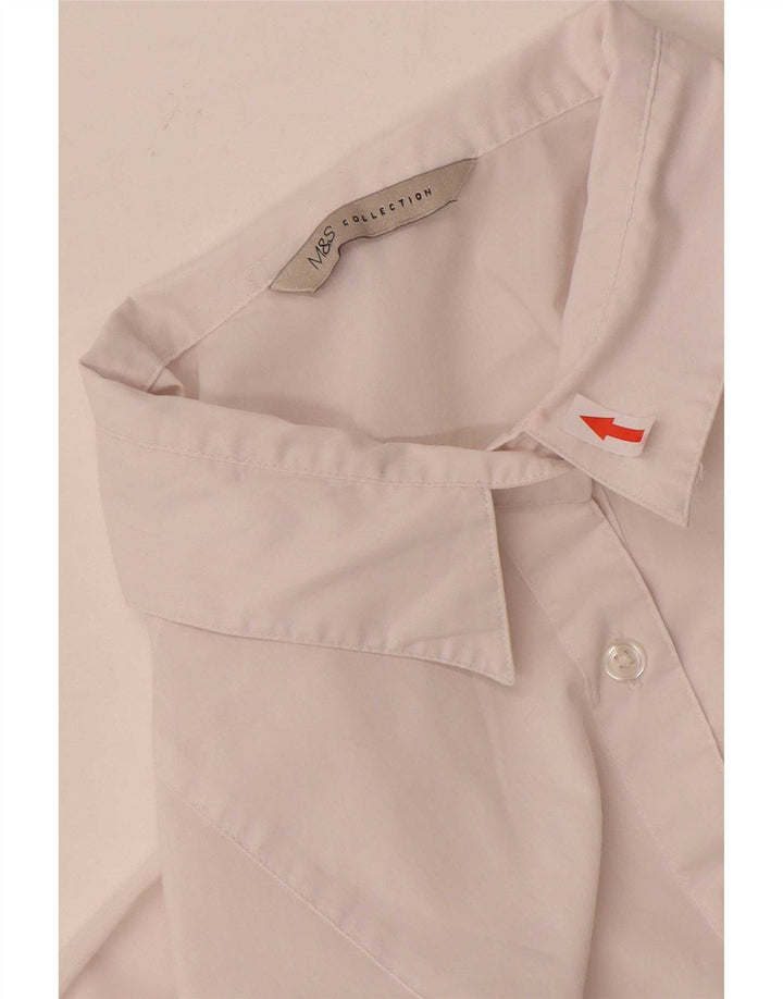 Marks & Spencer Womens 3/4 Sleeve Shirt UK 12 Medium White Polyester