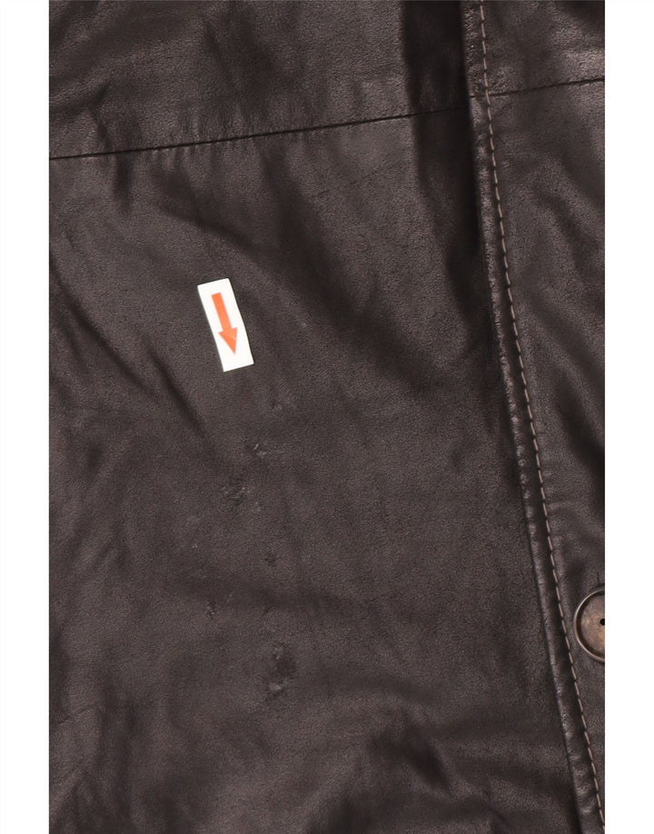 Vintage Mens Leather Coat IT 58 4XL Black Leather