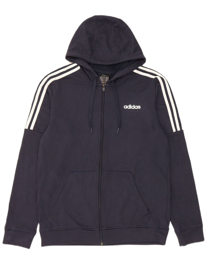 Adidas Mens Climalite Zip Hoodie Sweater Medium Navy Blue Polyester