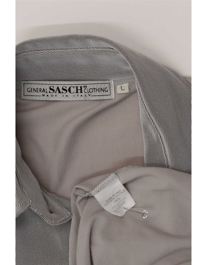 Sasch Mens Short Sleeve Shirt Large Grey Colourblock Polyester