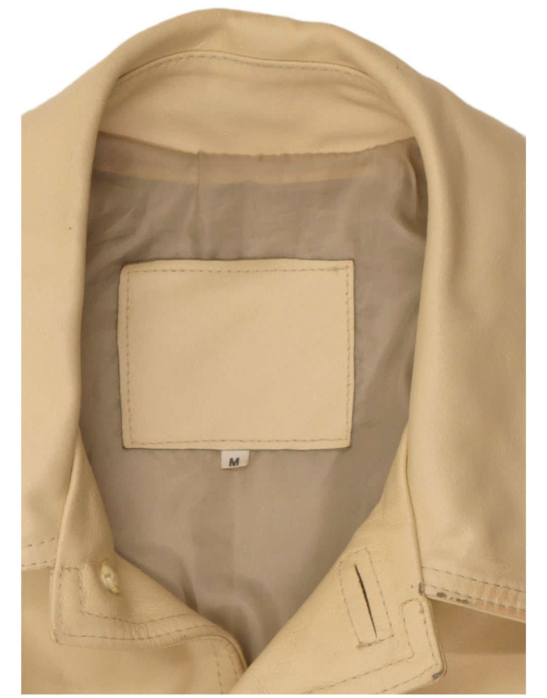 Vintage Mens Faux Leather Jacket UK 38 Medium Beige