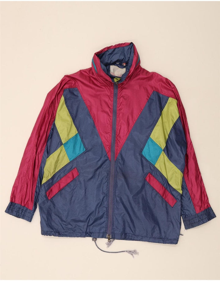 VINTAGE Mens Windbreaker Jacket UK 38 Medium Navy Blue Colourblock Vintage Vintage and Second-Hand Vintage from Messina Hembry 
