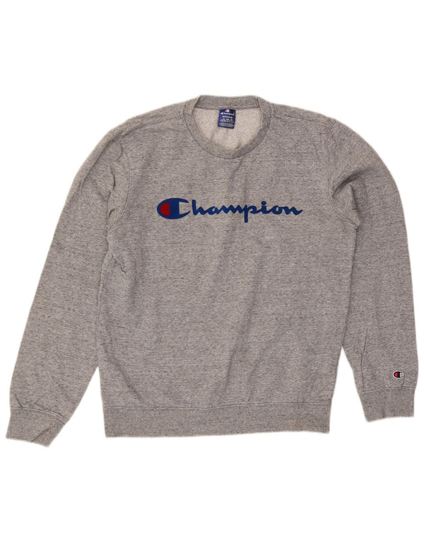 Champion Mens Graphic Sweatshirt Jumper Medium Grey Flecked Cotton