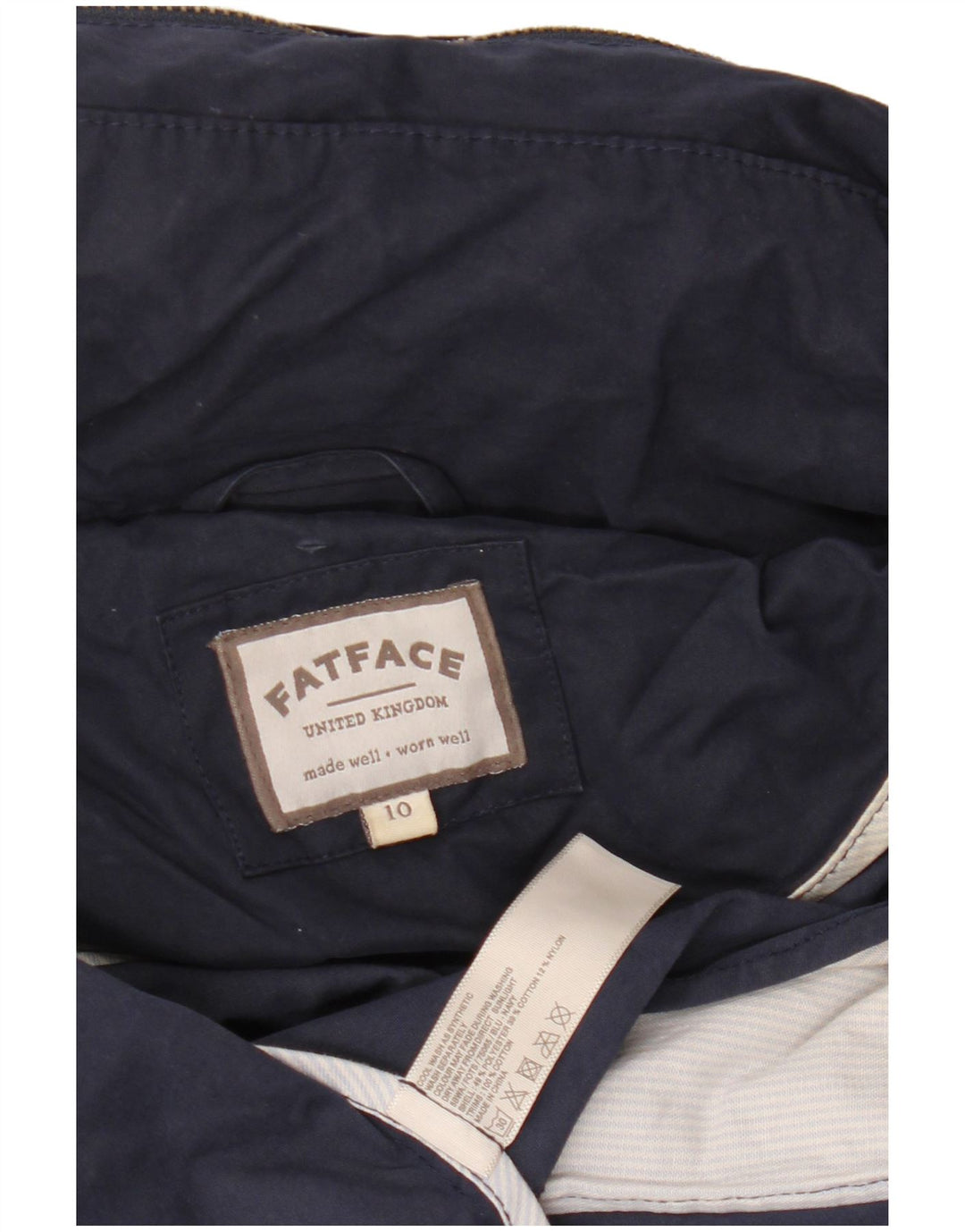 FAT FACE Womens Hooded Utility Jacket UK 10 Small Navy Blue Polyester