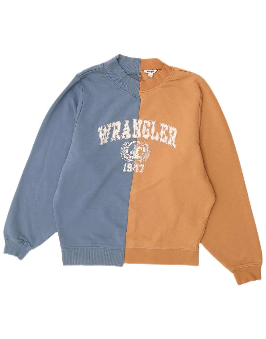 Wrangler Mens Graphic Sweatshirt Jumper Medium Blue Colourblock Cotton