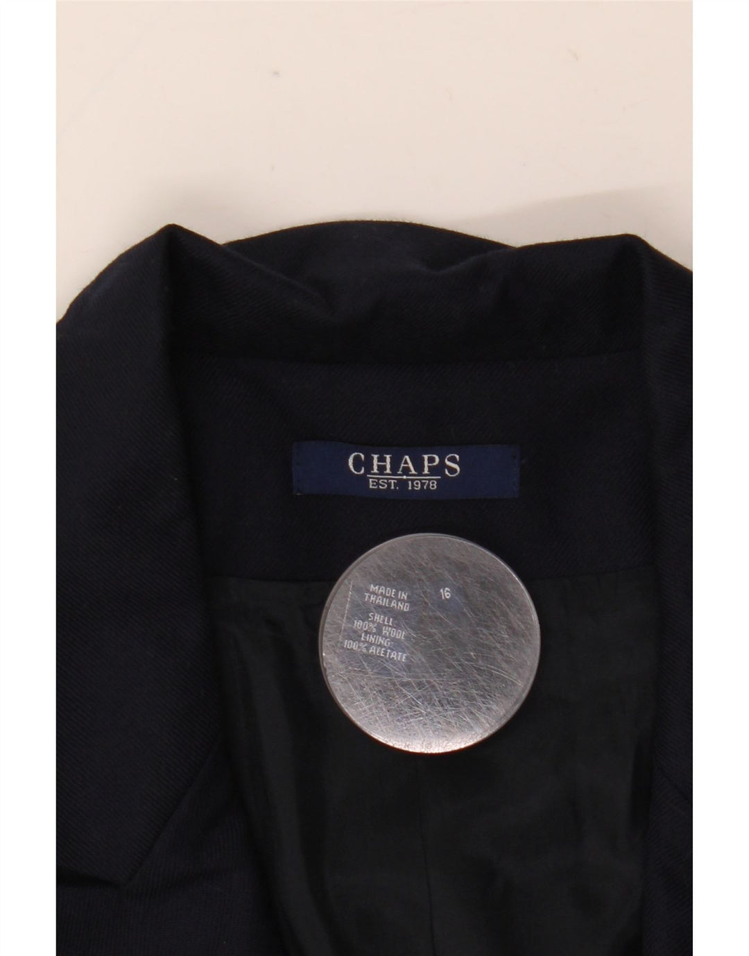 Chaps Womens Double Breasted Blazer Jacket US 16 XL Navy Blue Wool